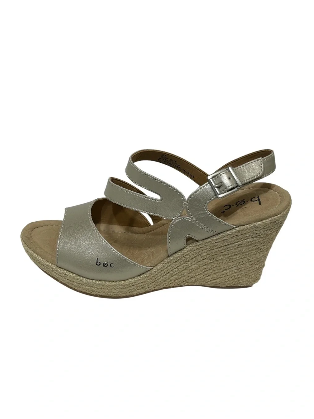 B.O.C .Women’s  Size 8M US Sandals Strappy Synthetic Beige Platform Wedge Z52346